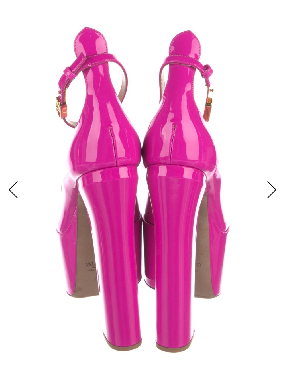 Valentino Garavani Patent Platform Ankle-Strap Pumps in Hot Pink - Picture 5 of 6